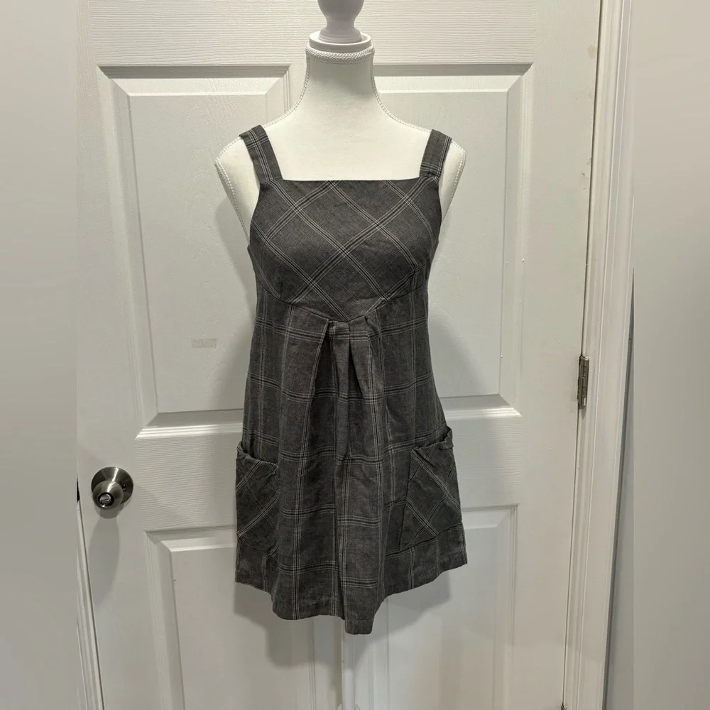 silver pinafore dress Handmade Wool Pinafore Dress Gray Sleeveless Midi